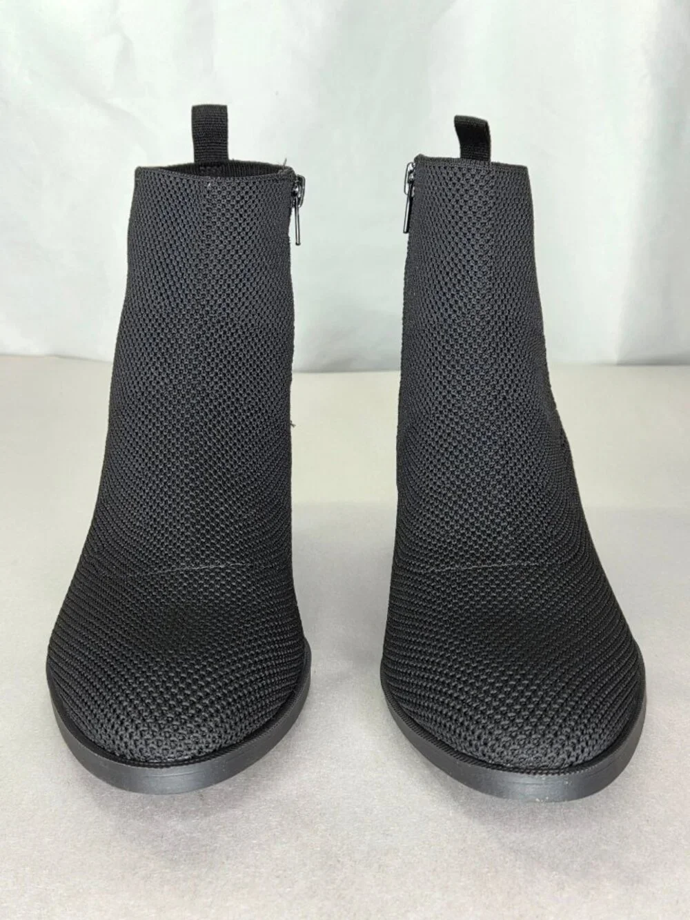 Lifestride Dazzle Almond Toe Ankle Dress Boots (Black Knit Fabric) - Size 8 M